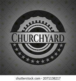 Churchyard realistisches schwarzes Emblem. Vektorgrafik. Detaillierte Angaben. 