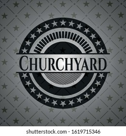 Churchyard retro style black emblem. Vector Illustration. Detailed.