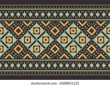 Churidar Pattern Seamless Bandana print silk Motif embroidery, Pixel Ikat embroidery vector Design for Print figure tribal ink on cloth patola sari