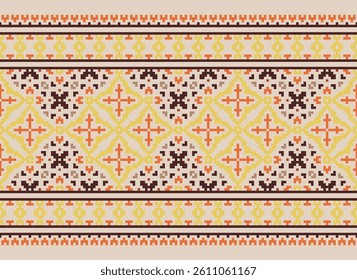 Churidar Pattern Seamless Native American, Motif embroidery, Pixel Ikat embroidery vector Design for Print egyptian pattern tibetan mandala bandanna