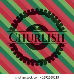 Churlish christmas style emblem. Vector Illustration. Detailed.
