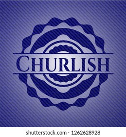 Churlish emblem with jean texture