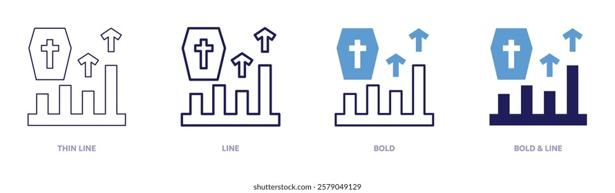 Churn analysis icon in 4 different styles. Thin Line, Line, Bold, and Bold Line. Duotone style. Editable stroke.