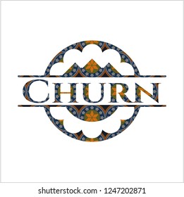 Churn arabesque style badge. arabic decoration.