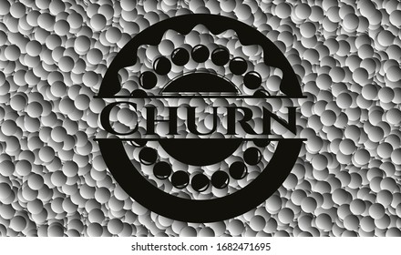 Churn dark badge with bubbles background. Vector Illustration. Detailed.