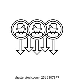 Churn Rate Line Icon. linear style sign for mobile concept and web design. Outline vector icon.