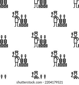 churrasco icon pattern. Seamless churrasco pattern on white background.