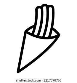 Vector de contorno de icono del café Churro. La comida española. Comida de chocolate