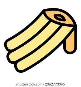 Churro dish icon outline vector. Pastry food. Mexican dessert color flat