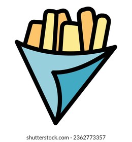 Churro menu icon outline vector. Chocolate food. Mexican dessert color flat