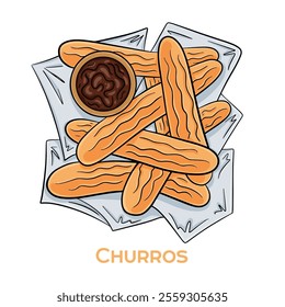 Churros are a beloved Spanish pastry made from deep-fried dough, typically coated in cinnamon sugar and served with rich chocolate sauce for dipping