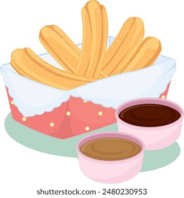 Churros in Box and Dipping Sauce