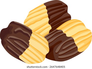 Churros mergulhados com molhos de chocolate Ilustração isolada no fundo branco