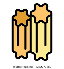 Churros icon outline vector. Spanish food. Spain pastry color flat