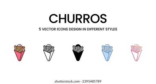Churros Icons. Adecuado para diseño de páginas Web, aplicaciones móviles, UI, UX y GUI. Ilustración de material vectorial.