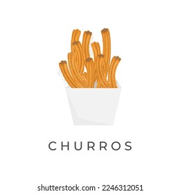 Churros Illustration Logo In A Paper Box