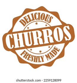 Churros label or stamp on white background, vector illustration
