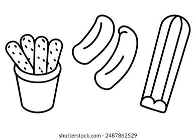 Churros Line Art Design Hand Illustration Drawing Sketch Artwork