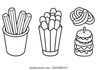 Churros line art perfect sweet treat with a crispy outer layer