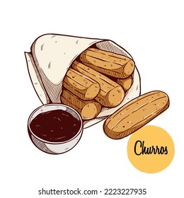 churros en paquete con dibujo a mano o estilo esquemático