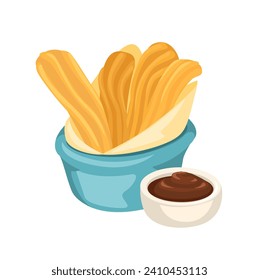 Churros Snack Set Cartoon Illustration Vector