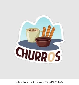 Prunkstück der Pralinen auf Churros auf weißem Hintergrund