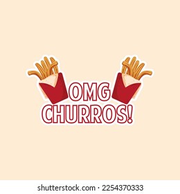 Churros pegatina diseño de arte imprimible sobre fondo blanco