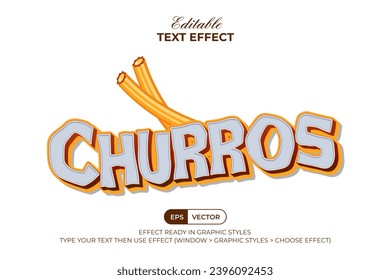 Estilo de onda de efecto de texto de Churros. Efecto de texto modificable.