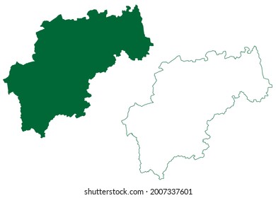 Distrito de Churu (Estado de Rajastán, República de la India) mapa de ilustración vectorial, dibujo de garabatos mapa de Churu