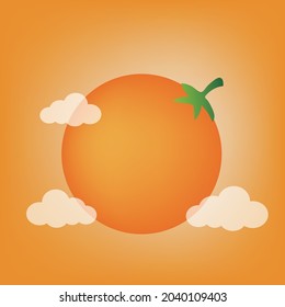 chuseok banner with persimmons and clouds