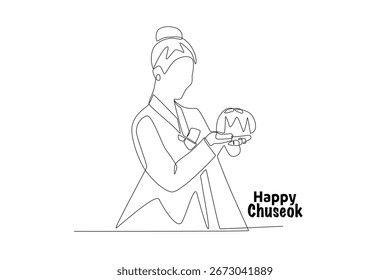 Chuseok day concept one-line drawing