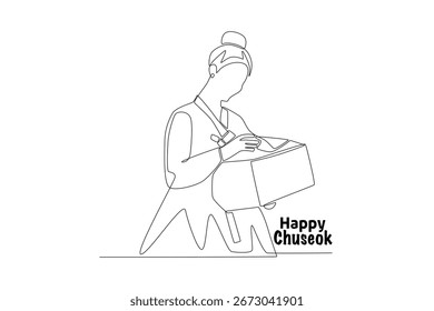 Chuseok day concept one-line drawing