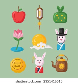 Chuseok day element icon set