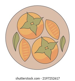 plato de chuseok con icono de las naranjas