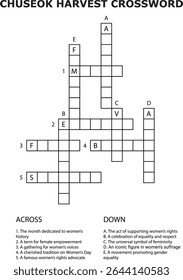 Chuseok Harvest Crossword Puzzle Grid Pistas numeradas Mulheres História vetor
