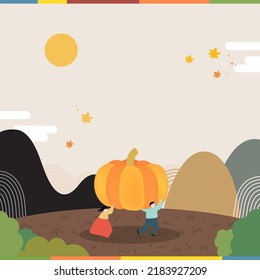 Chuseok shopping typography illustration Design
