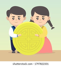 Chuseok South-Korea Festival mascot design illustration