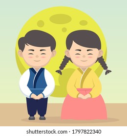 Chuseok South-Korea Festival mascot design illustration