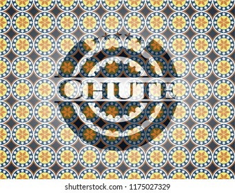 Chute arabic badge background. Arabesque decoration.