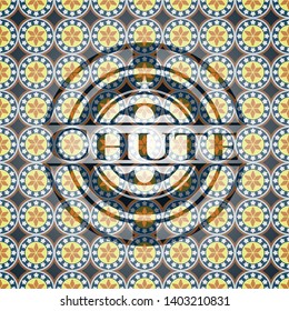 Chute arabic style emblem. Arabesque decoration.