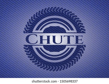 Chute badge with jean texture. Vector Illustration. Detailed.