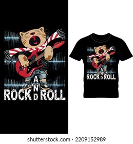 A chute cat wears a neckerchief and plays the guitar for a music course- Rock And Roll,Music T-shirt Design, Musician T-Shirts,Music Slogan Shirt,Music T-Shirt,Music Lover Shirt.