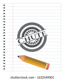 Chute emblem drawn in pencil. Vector Illustration. Detailed.