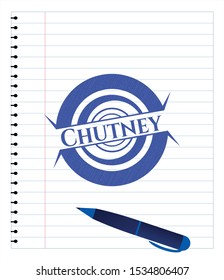 Chutney draw (pen strokes). Blue ink. Vector Illustration. Detailed.