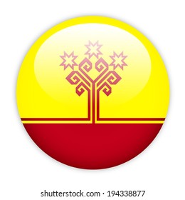 Chuvashia flag button on white