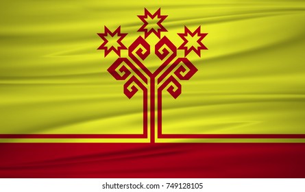 Chuvashia flag vector. Vector flag of Chuvashia blowig in the wind. EPS 10.