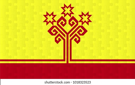 Chuvashia Flag. Vector image of Chuvashia Flag 144 pieces of jigsaw puzzles Vector eps 10 illustration.