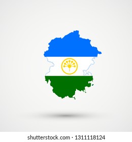 Chuvashia map in Bashkortostan flag colors, editable vector.