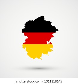 Chuvashia map in Germany flag colors, editable vector.