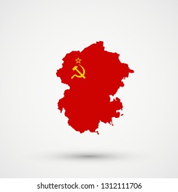 Chuvashia map in Union of Soviet Socialist Republics (USSR) flag colors, editable vector.